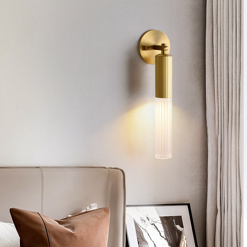 Ripple Drop Tube Wall Lamp gold copper plated clear acrylic tube 42cm MR16 base wall mounted