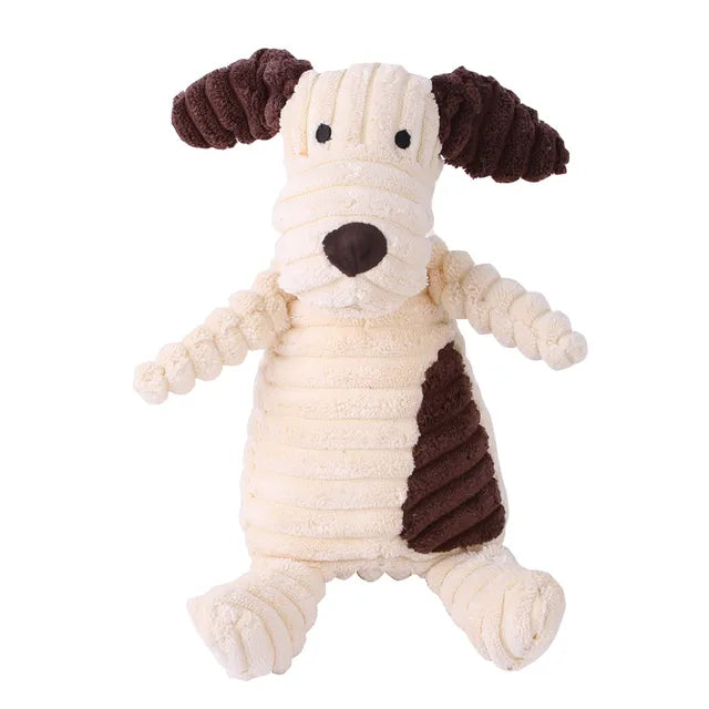 Plush corduroy squeaky dog toy animal shape durable chew toy for puppies and dogs