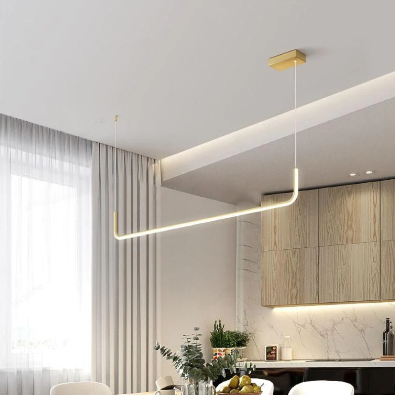 brass shadeless adjustable cable length LED hanging light