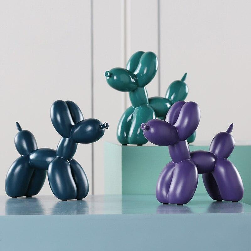 Balloon Dog Sculpture handcrafted resin polished painted finish paw pads 8 x 7 x 3.5 in pastel color