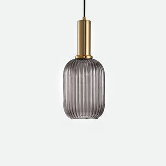 Ripple Glass Pendant Light Lantern Style Brass