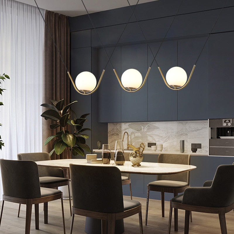 Glass Stone Double Line Pendant Lamp