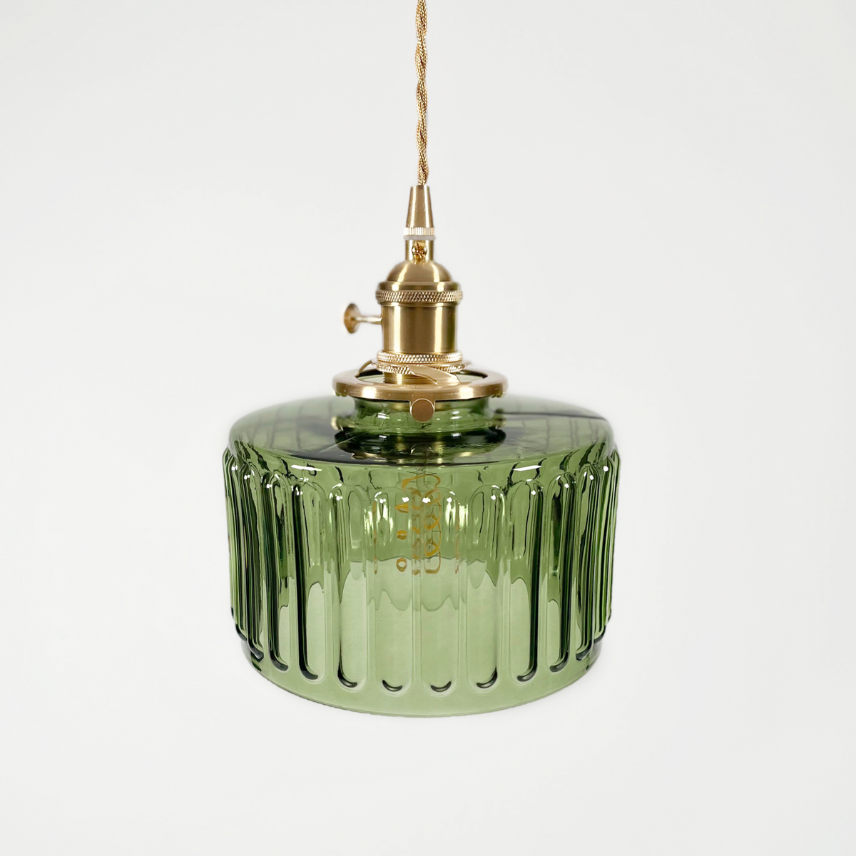 Round Green Pendant Lamp Glass brass