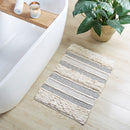 Woven textured bath rug stripe non skid shaggy bathroom mat boho inspired handwoven rug