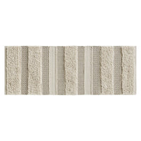 Woven textured bath rug stripe non skid shaggy bathroom mat boho inspired handwoven rug