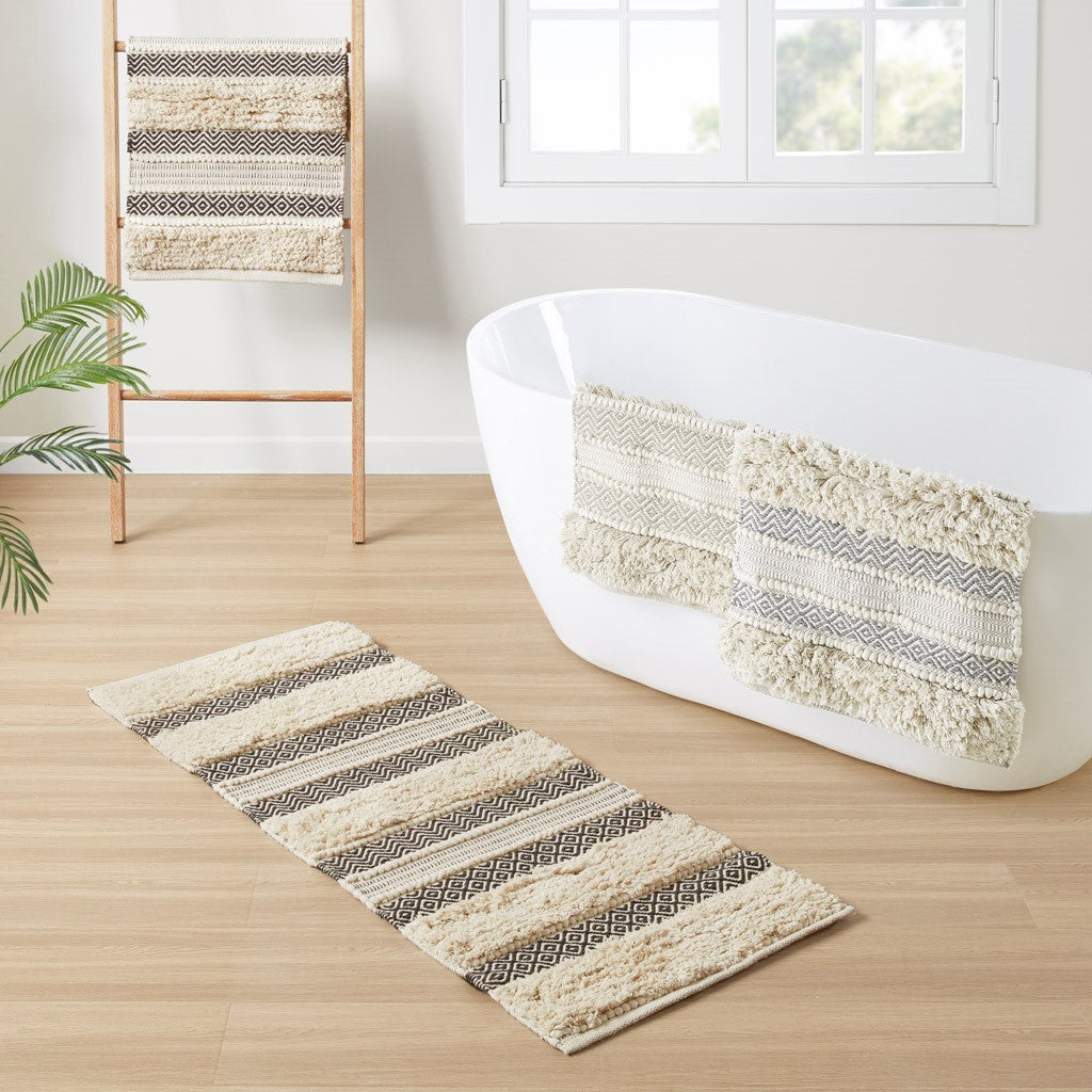 Asher Woven Texture Stripe Bath Rug