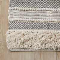 Woven textured bath rug stripe non skid shaggy bathroom mat boho inspired handwoven rug