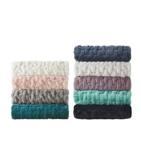 Ruched Faux Fur Throw Blanket Plush Textured Soft Cozy Sofa or Bed Accent