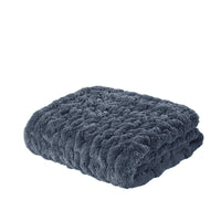 Ruched Faux Fur Throw Blanket Plush Textured Soft Cozy Sofa or Bed Accent