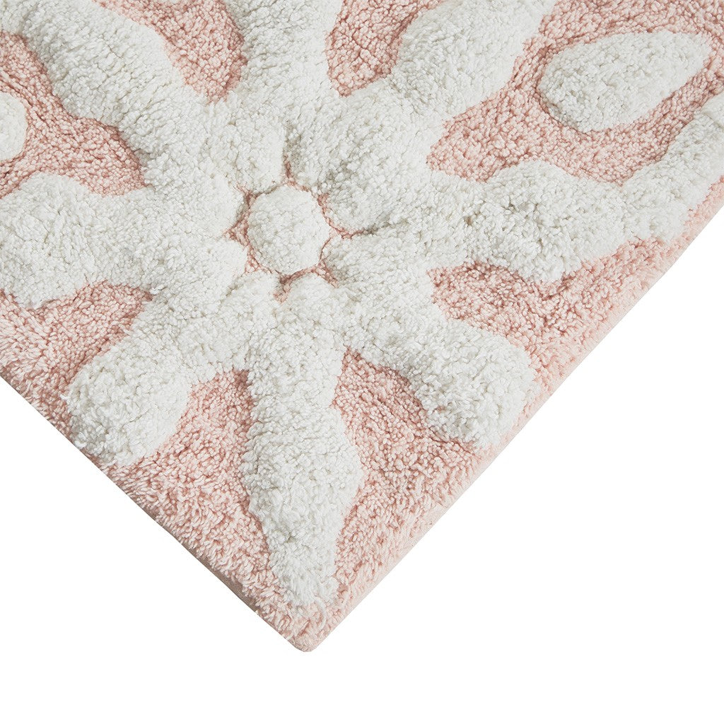 Floral medallion round rectangle bath mat tufted plush rug absorbent soft pile rug