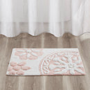 Floral medallion round rectangle bath mat tufted plush rug absorbent soft pile rug