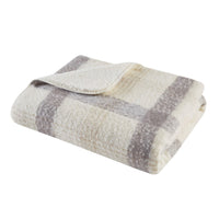 Bloomington Faux Mohair to Sherpa Throw Blanket Plaid Reversible Soft Cozy Accent