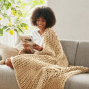 Chunky Double Knit Handmade Throw Blanket Cozy Soft Textured Couch and Bed Accent Decor