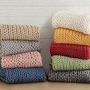 Chunky Double Knit Handmade Throw Blanket Cozy Soft Textured Couch and Bed Accent Decor