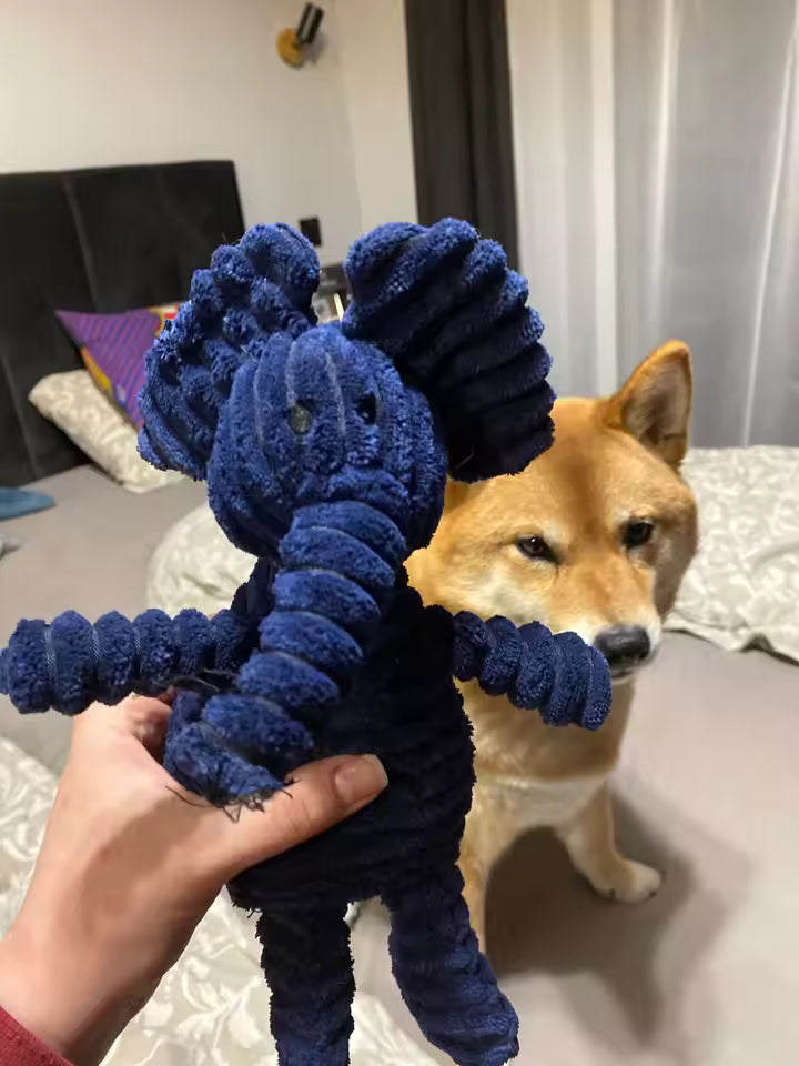 Plush corduroy squeaky dog toy animal shape durable chew toy for puppies and dogs