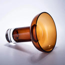 Amber glass pedestal vase with modern design for flowers, dried arrangements decor centerpiece