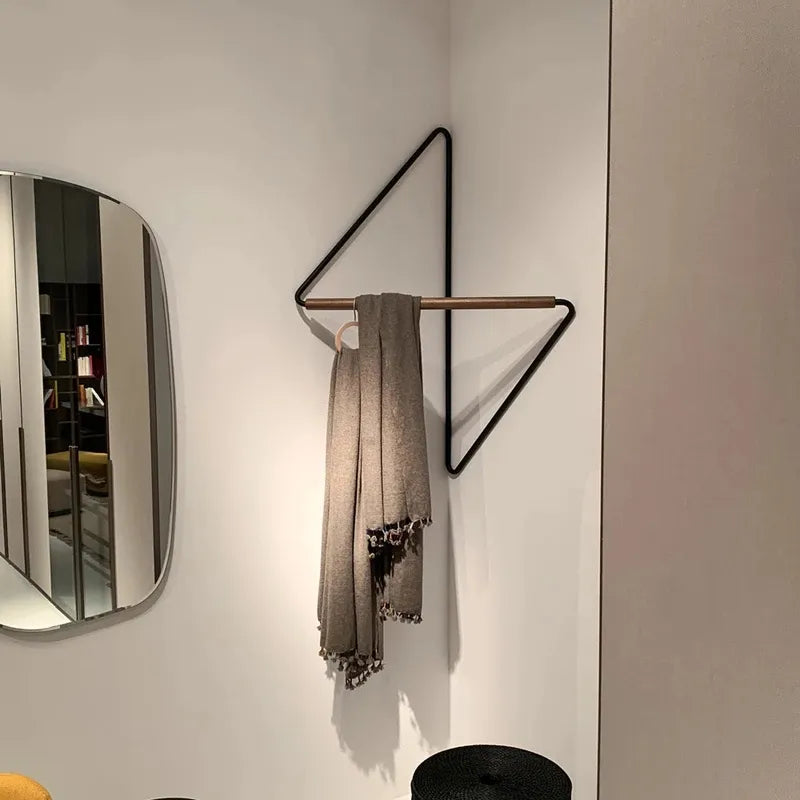 Wall rack geometric corner hanger minimalist metal wood coat rack modern storage