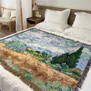 Wheat Field with Cypress Woven Throw Blanket