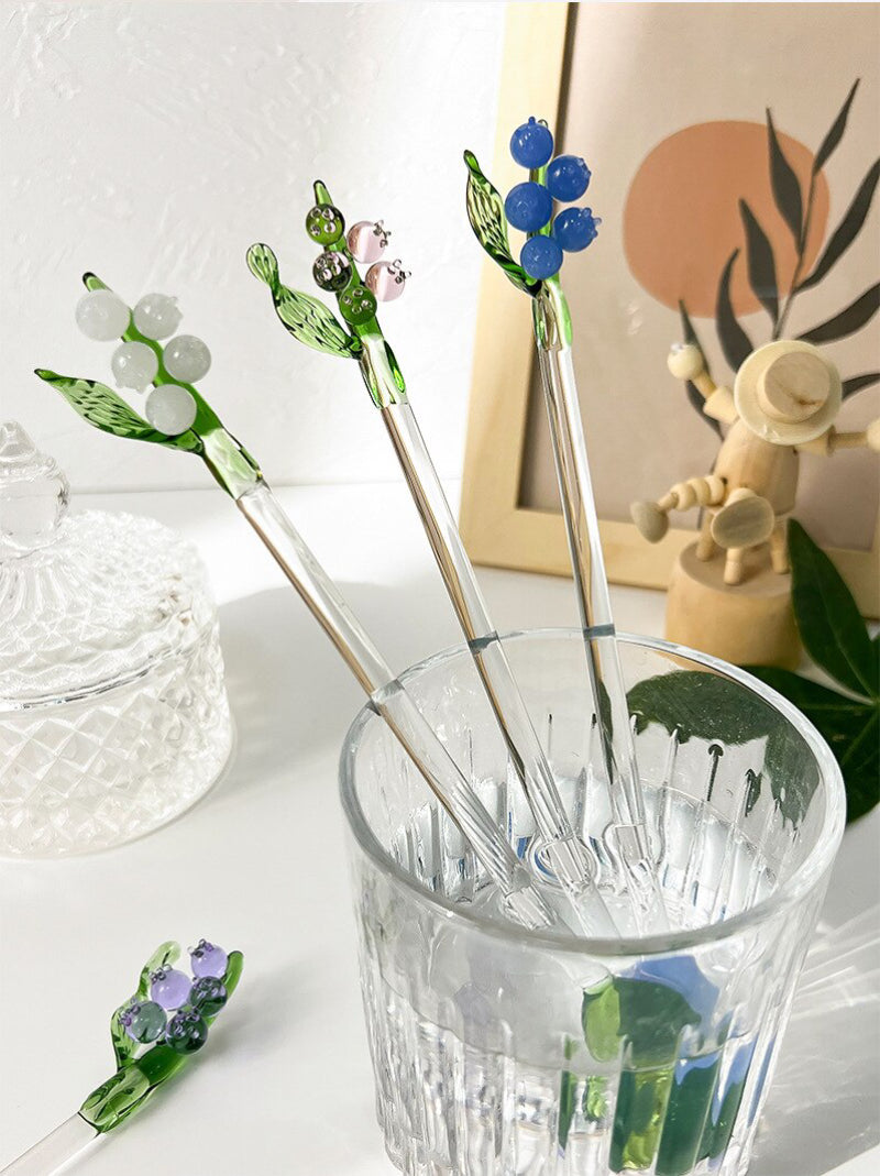 Floral Glass Stirrer