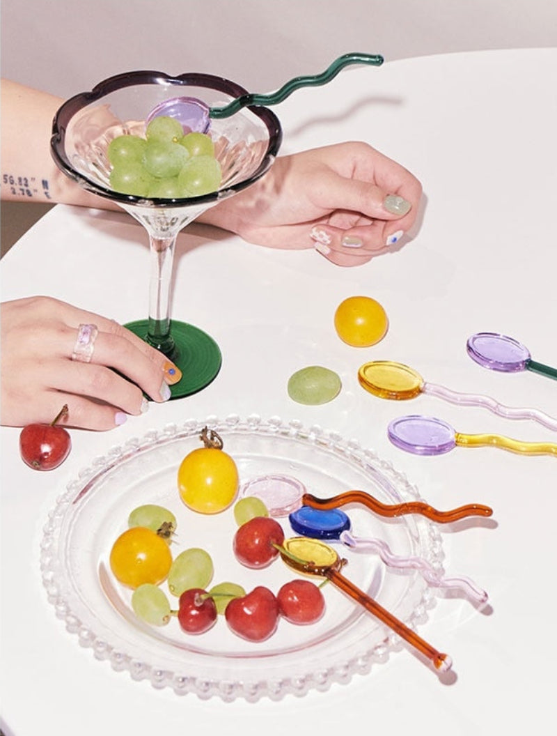 Glass Candy Wavy Stirrer & Spoon