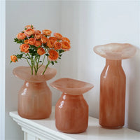 Glass vase wide-mouth sculptural artistic floral décor hydroponics flower vase