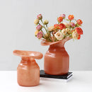 Glass vase wide-mouth sculptural artistic floral décor hydroponics flower vase