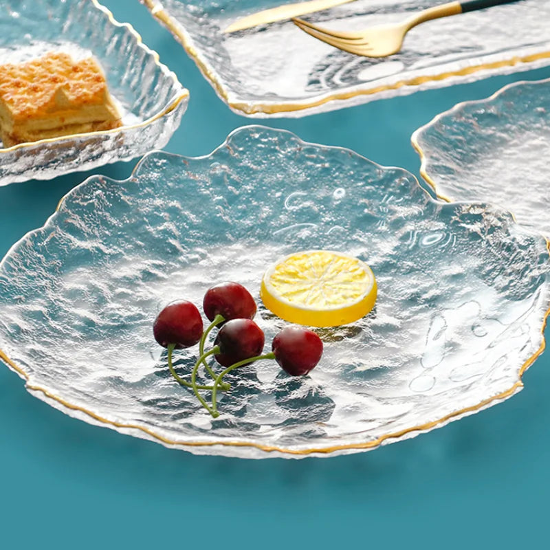 Gold Inlay Edge Glass Plate