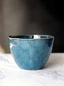 Ceramic Bowl Irregular Shape Blue Glaze Handmade Soup Salad Noodle Fruit Tableware