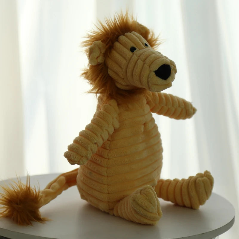 Plush corduroy squeaky dog toy animal shape durable chew toy for puppies and dogs