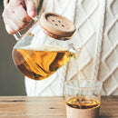 Glass Pitcher Cork Lid Heat Resistant Large Capacity Minimalist Pour Spout