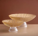 Solar Flare Glass Bowls Crackled glass pedestal bowls in light brown and dark brown modern décor dish