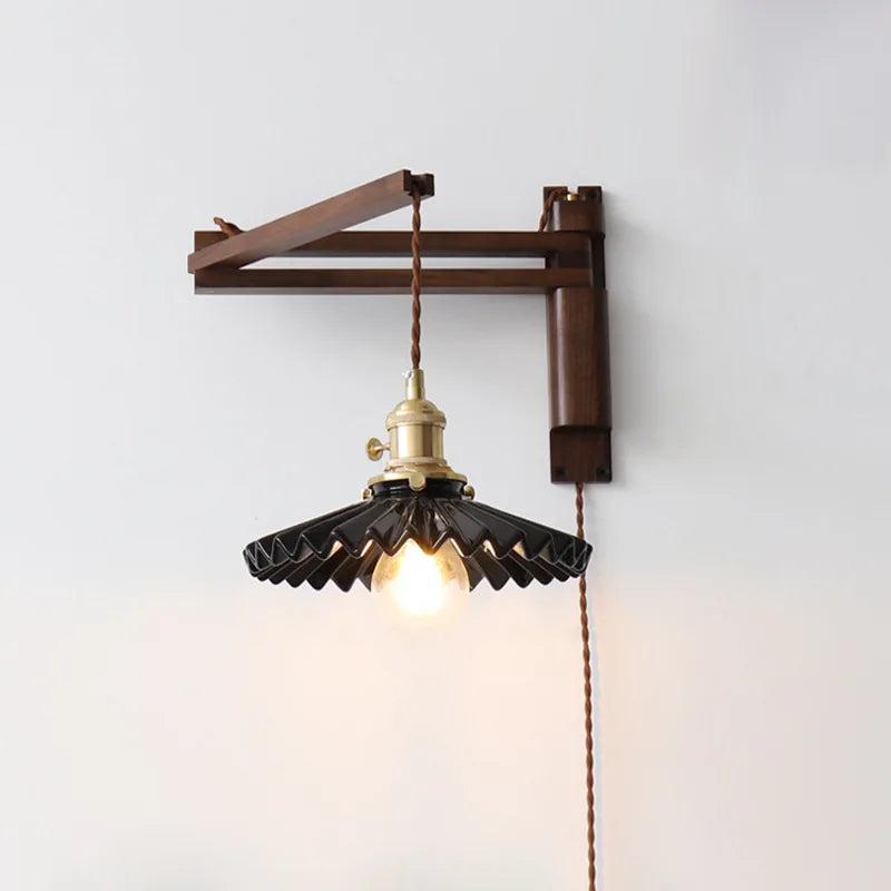 Walnut Wood Adjustable Wall Lamp