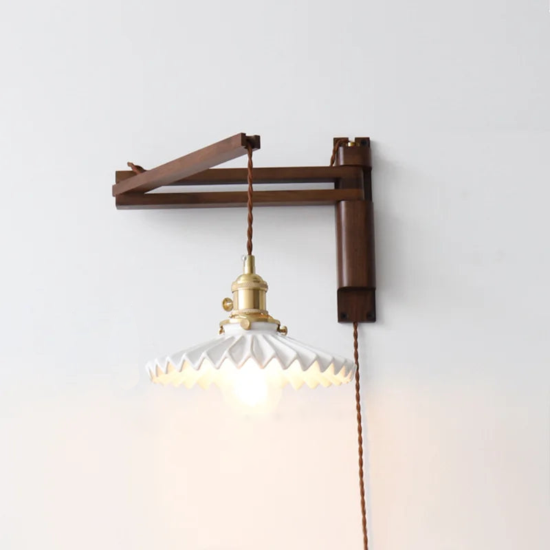 Walnut Wood Adjustable Wall Lamp