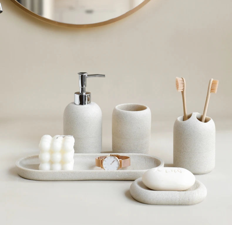 Stone  luxury 5 piece bathroom accessory set