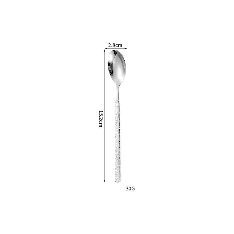 304 Rock Pattern Stainless Steel Western Tableware Golden Steak Knife, Fork, Spoon, Dessert Fork, Coffee Spoon, Hotel Restaurant Set-Letifly Lights and Decor