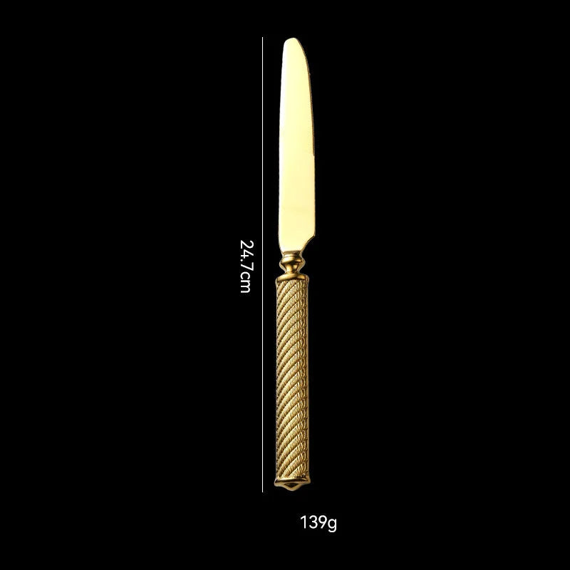 Roman Rope 304 Stainless Steel Cutlery Set Hotel Western-Style Cutlery High-End Heavy Feel Steak Knife-Letifly Lights and Decor