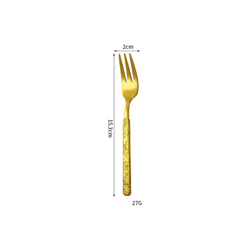 304 Rock Pattern Stainless Steel Western Tableware Golden Steak Knife, Fork, Spoon, Dessert Fork, Coffee Spoon, Hotel Restaurant Set-Letifly Lights and Decor