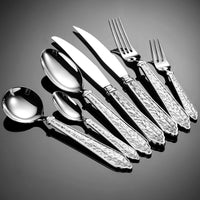 High-End European-Style 304 Forged Hotel Stainless Steel Cutlery Knife, Fork, Spoon, Western Cutlery Steak Knife, Fork, Coffee Spoon, Fork-Letifly Lights and Decor