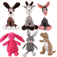 Plush corduroy squeaky dog toy animal shape durable chew toy for puppies and dogs