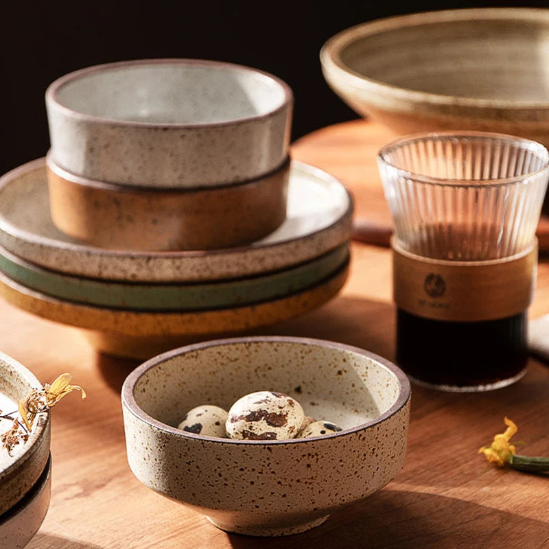 Retro Speckled Matte Ceramic Bowl