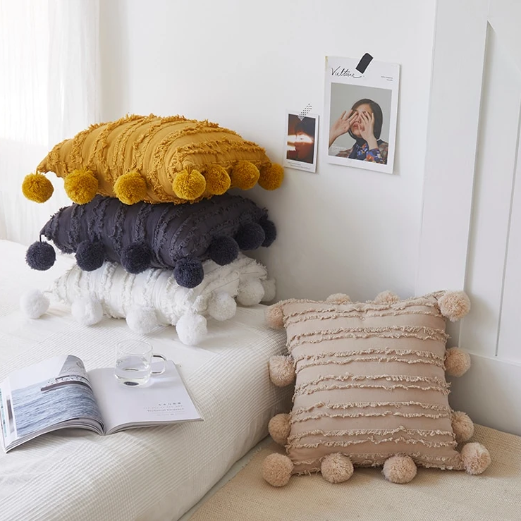 Ruffles and Poms Cushion Cover - Final Sale