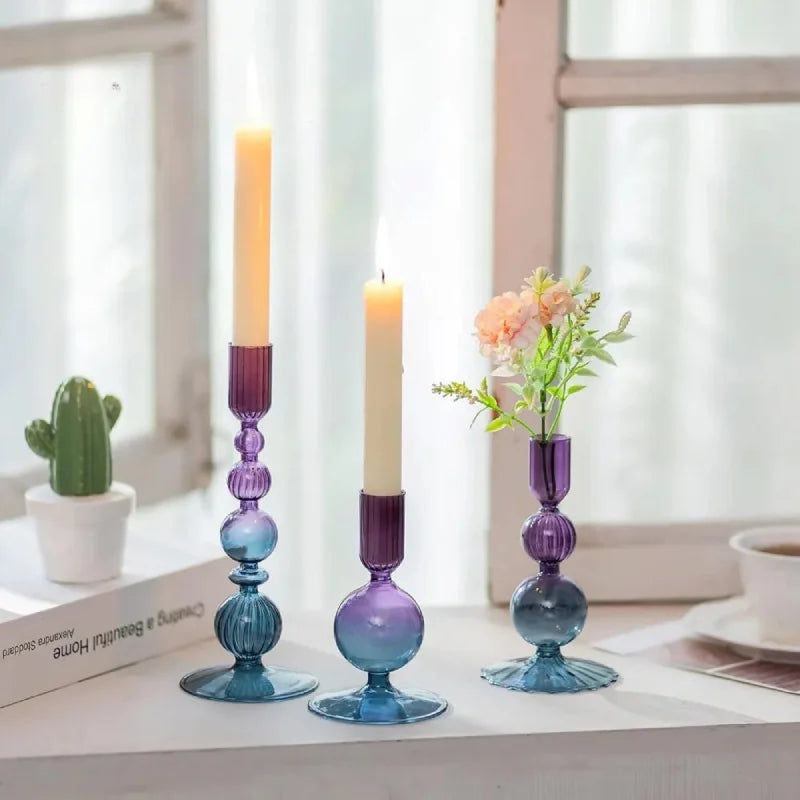 Amora Glow Glass Candle Holder Set
