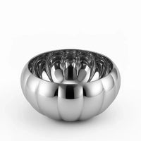 Radiance Ribbed Bowl Polished stainless steel ribbed bowl modern reflective noodle rice bowl