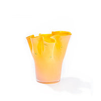 Glass vase gradient color wavy rim handblown ruffle edge pastel dotted accents