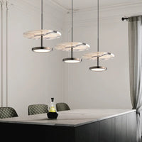 Stratum Marble Pendant Lamp Luxury Black Round Natural Stone Pendant Lamp High-end Bedroom Bedside LED Chandelier Living room Decoration Home Hanging Lights