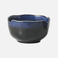 Ceramic serving bowls reactive glaze blue brown organic rim stackable modern dining tableware