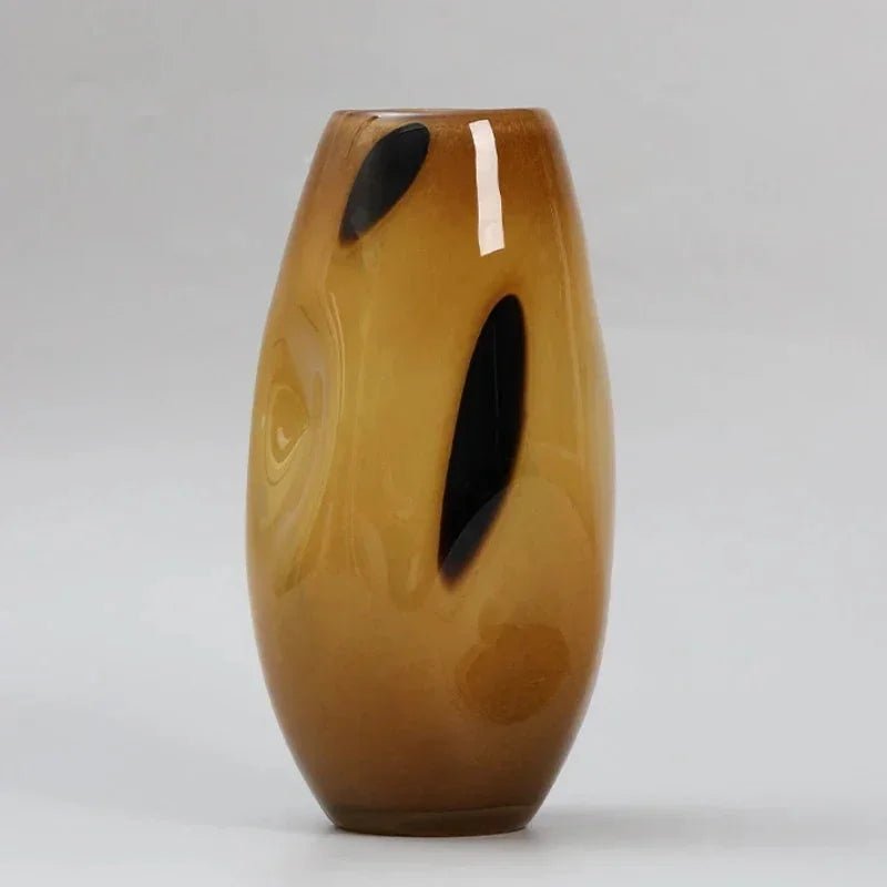 Amberfield Polka Vase Amber glass vase with black polka dots modern decorative elliptical vase