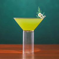 Martini cocktail glass with ribbed stem clear barware