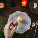 Octagonal glass serving plate clear frosted geometric modern fruit dessert platter minimalist tableware