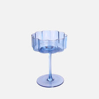 Wave Rim Glass Collection Colorful crystal glasses with wavy petal rim modern cocktail and wine glass 